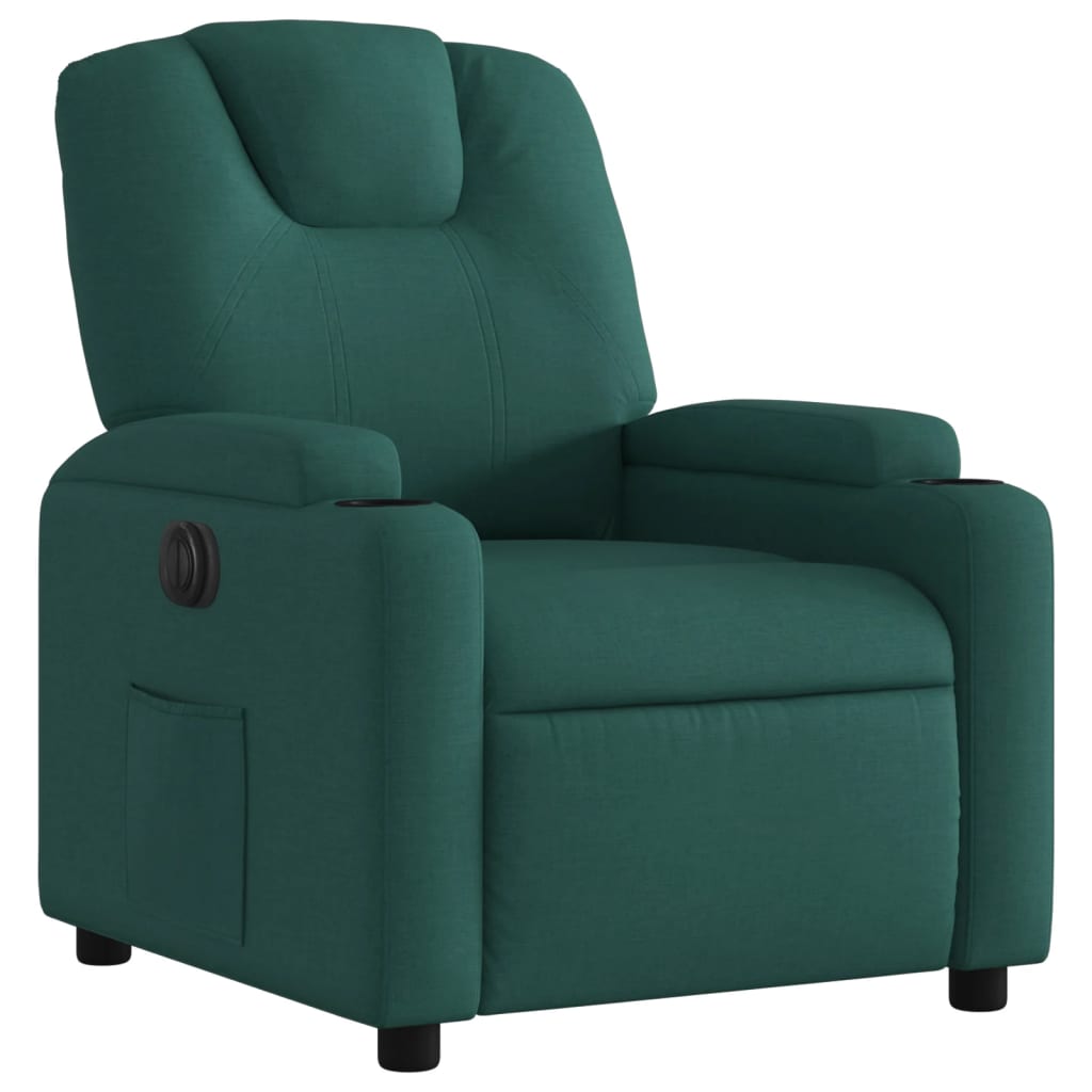 Fauteuil inclinable électrique en tissu vert foncé