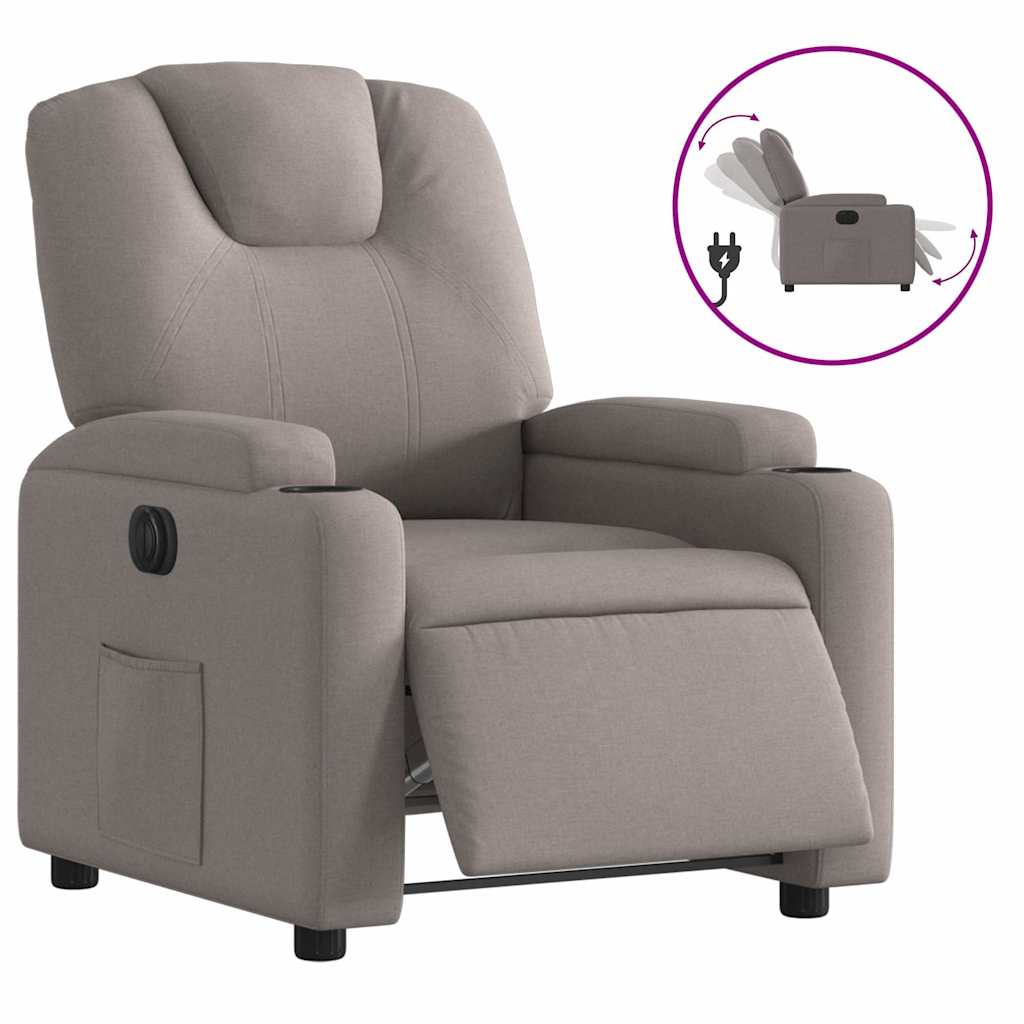 Fauteuil inclinable électrique en tissu taupe