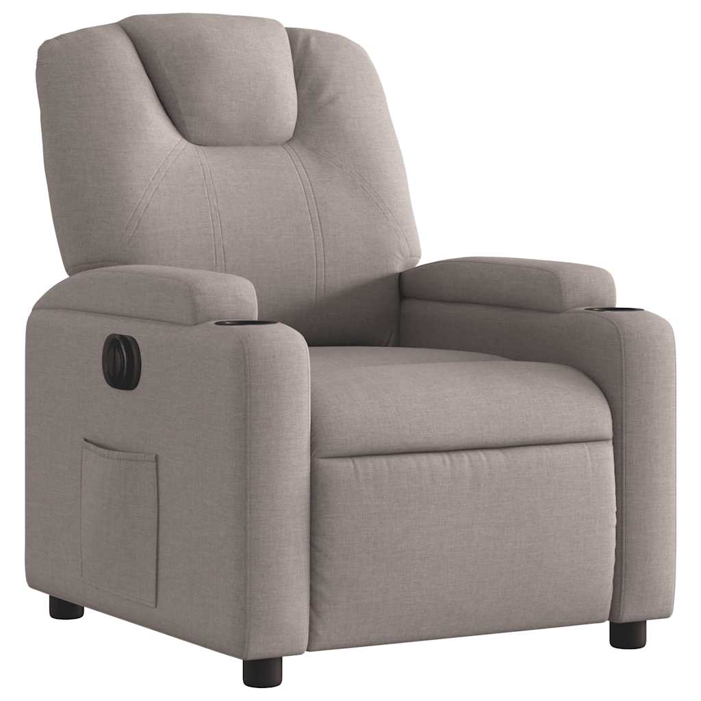 Fauteuil inclinable électrique en tissu taupe