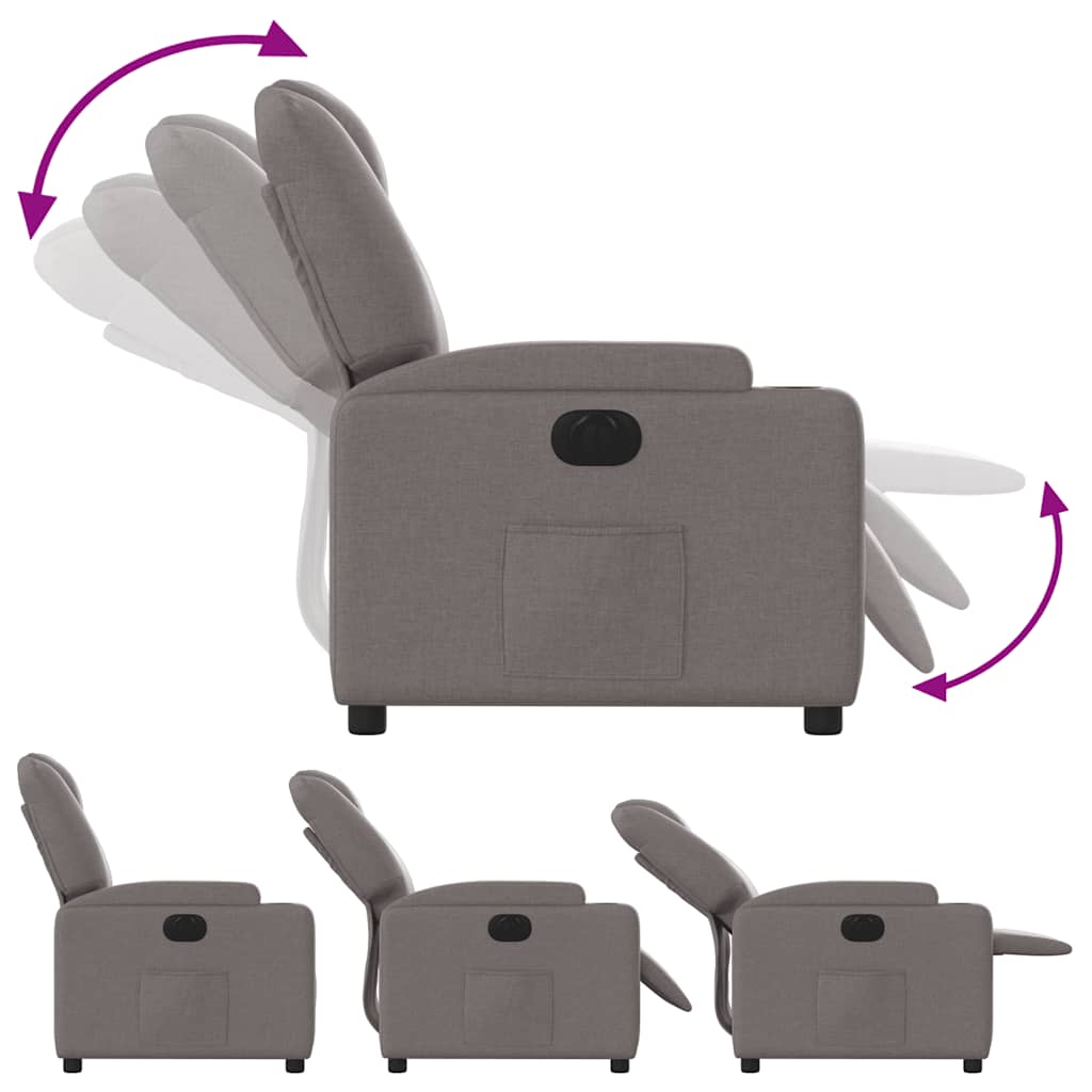 Fauteuil inclinable électrique en tissu taupe