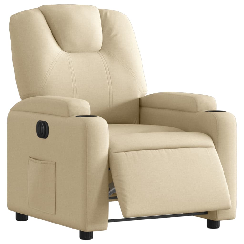 Fauteuil inclinable électrique en tissu crème