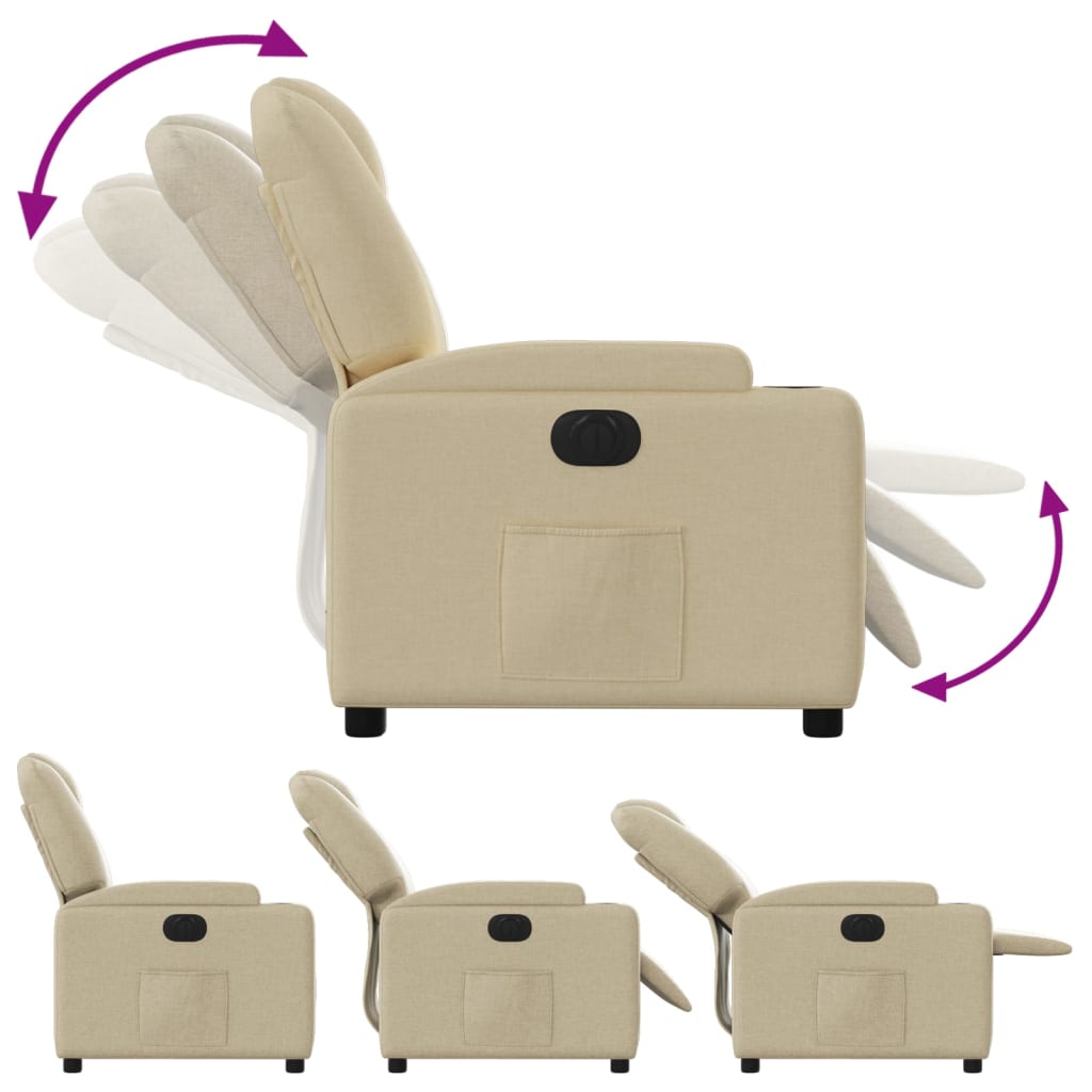 Fauteuil inclinable électrique en tissu crème