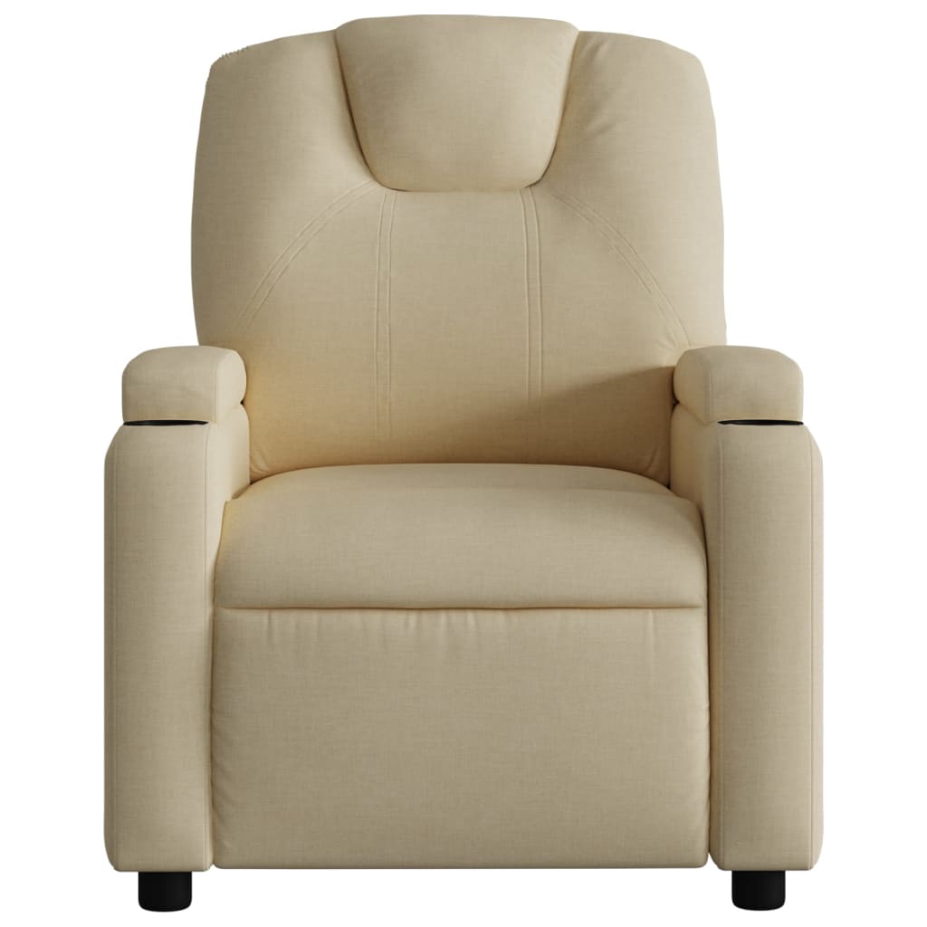 Fauteuil inclinable électrique en tissu crème