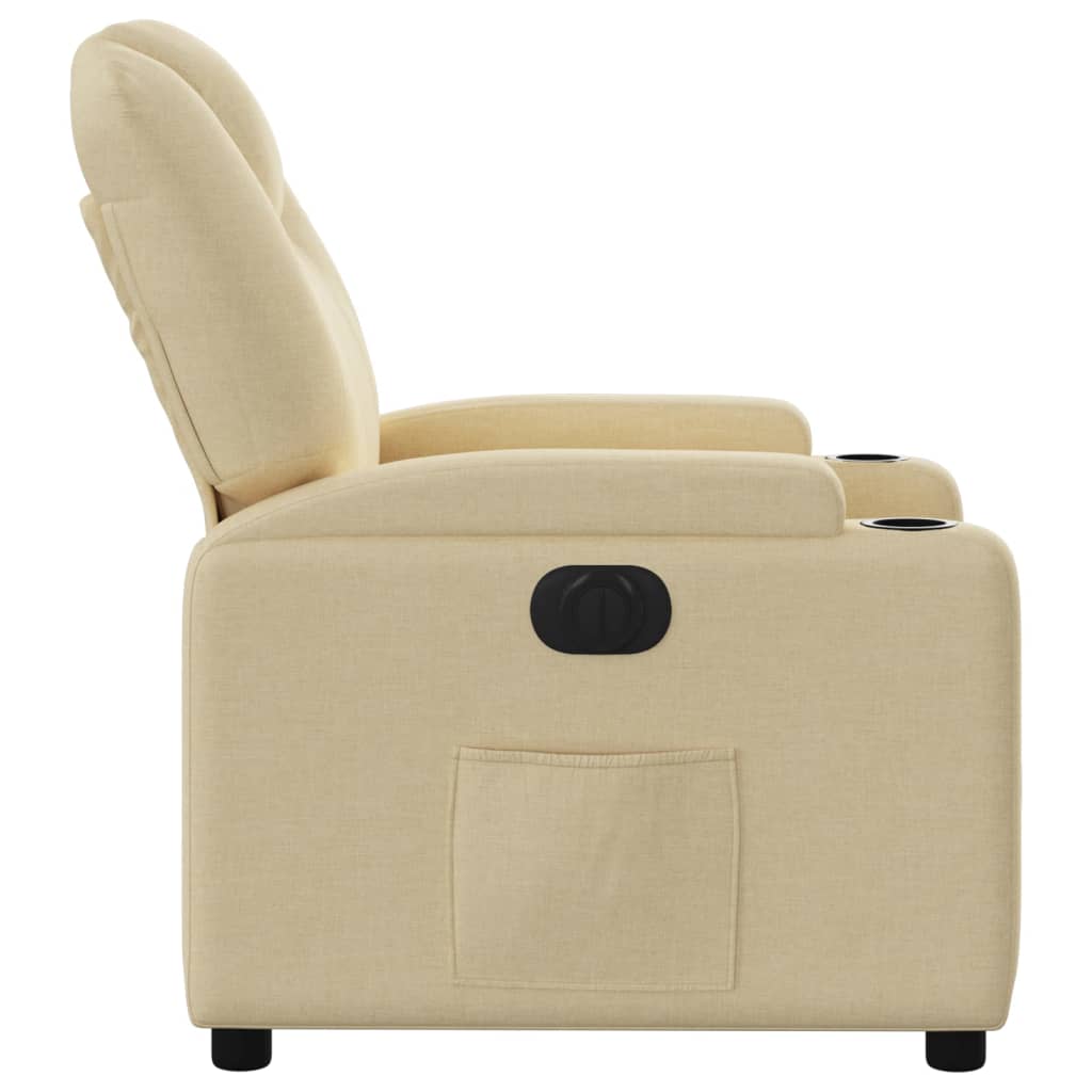 Fauteuil inclinable électrique en tissu crème