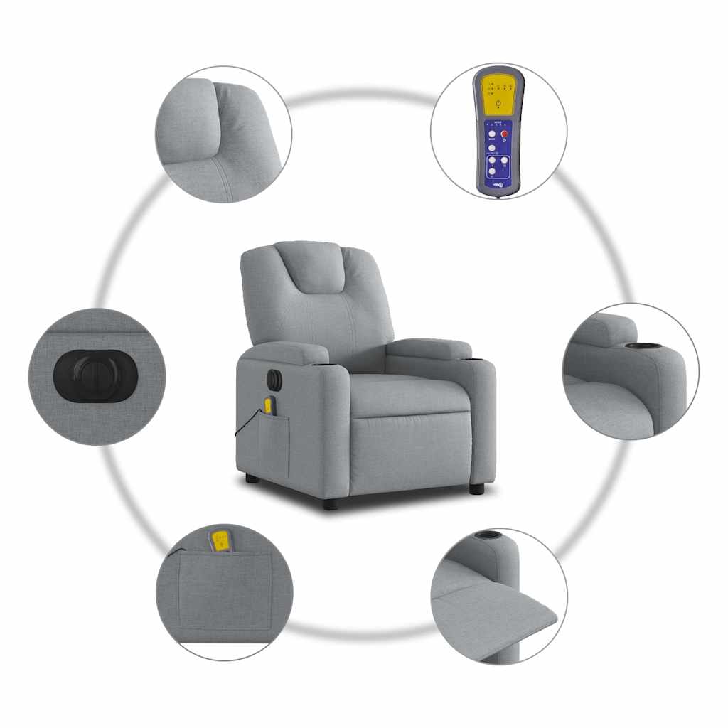 Fauteuil de massage électrique en tissu gris clair