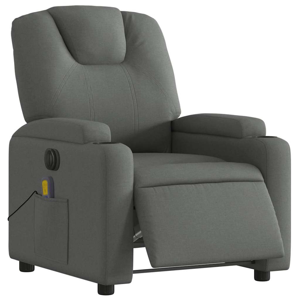 Fauteuil de massage électrique en tissu gris foncé