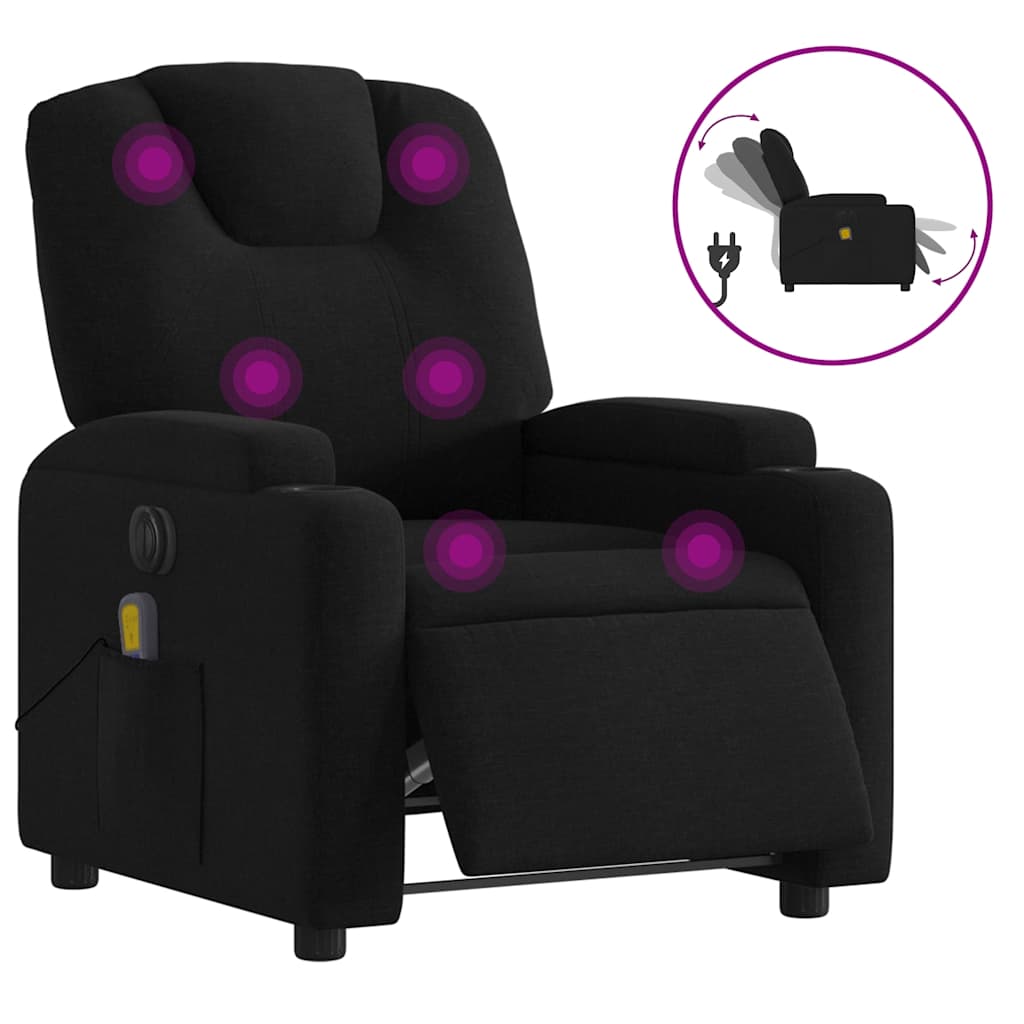 Fauteuil de massage électrique en tissu noir