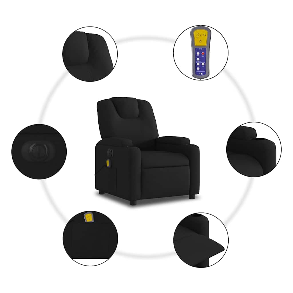 Fauteuil de massage électrique en tissu noir