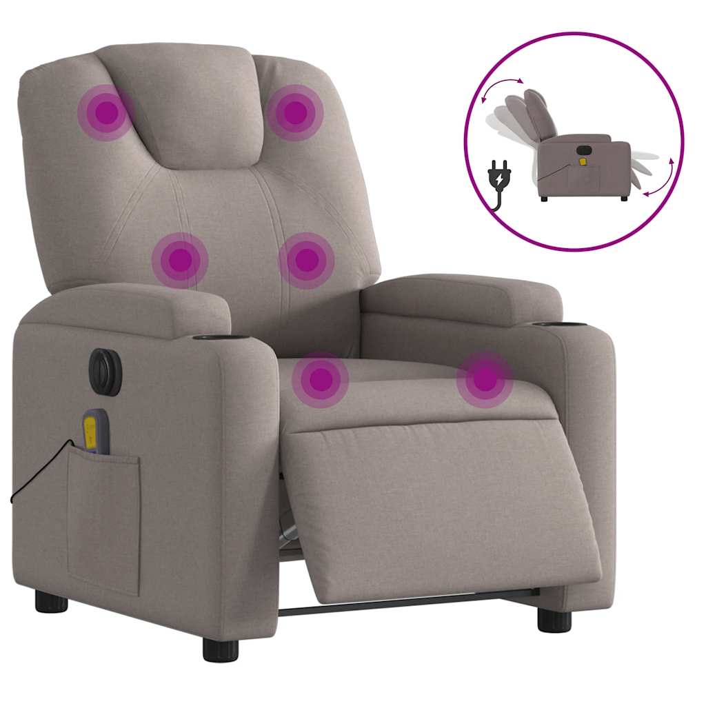 Fauteuil de massage électrique en tissu taupe