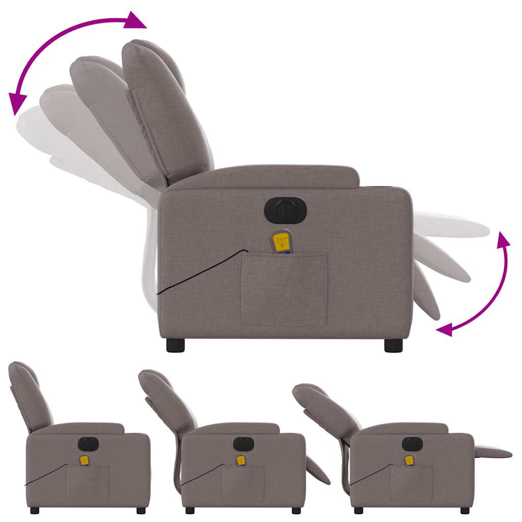 Fauteuil de massage électrique en tissu taupe