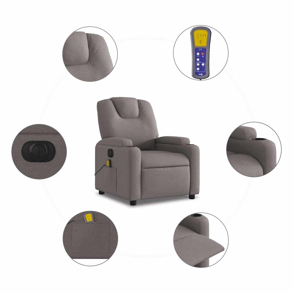 Fauteuil de massage électrique en tissu taupe