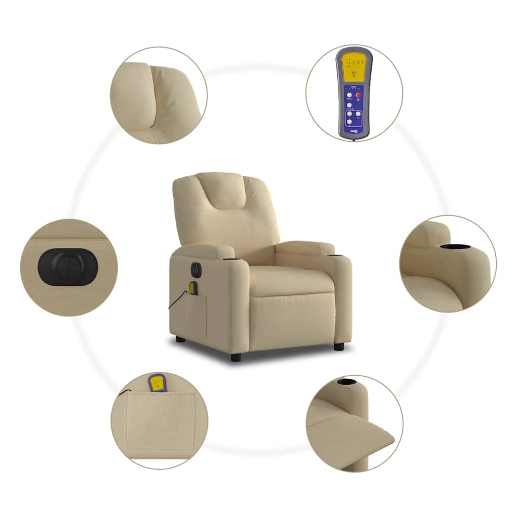 Fauteuil de massage électrique en tissu crème