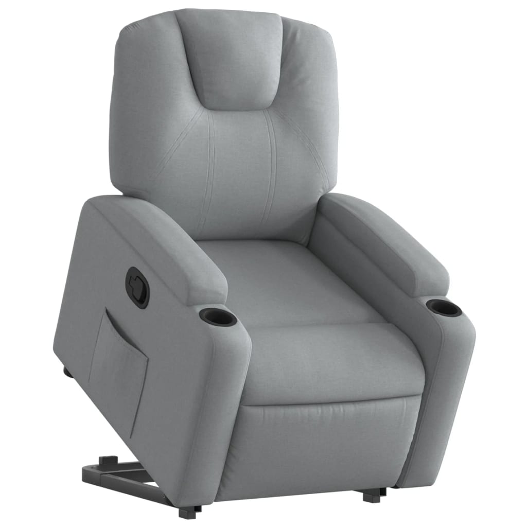 Relaxing chair with stand-up aid light grey fabric