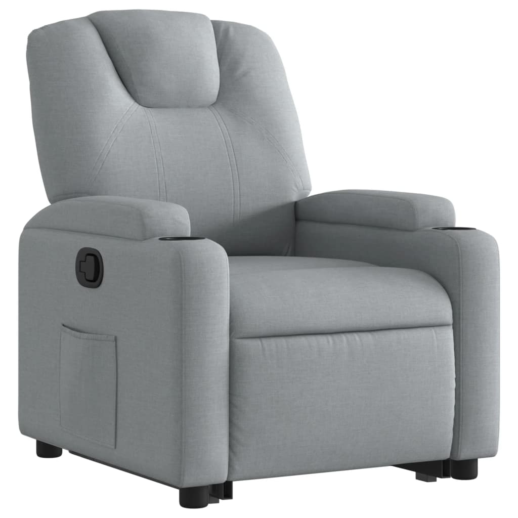 Relaxing chair with stand-up aid light grey fabric