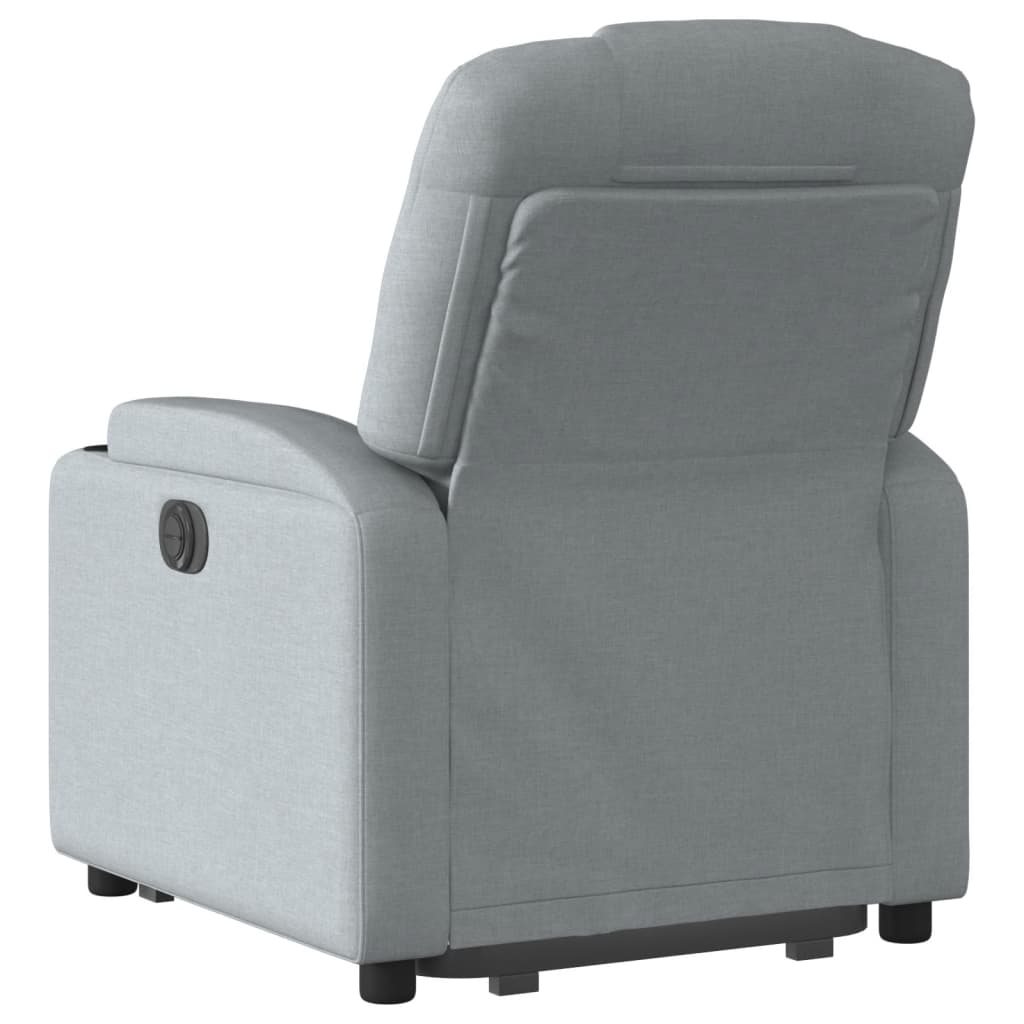 Relaxing chair with stand-up aid light grey fabric