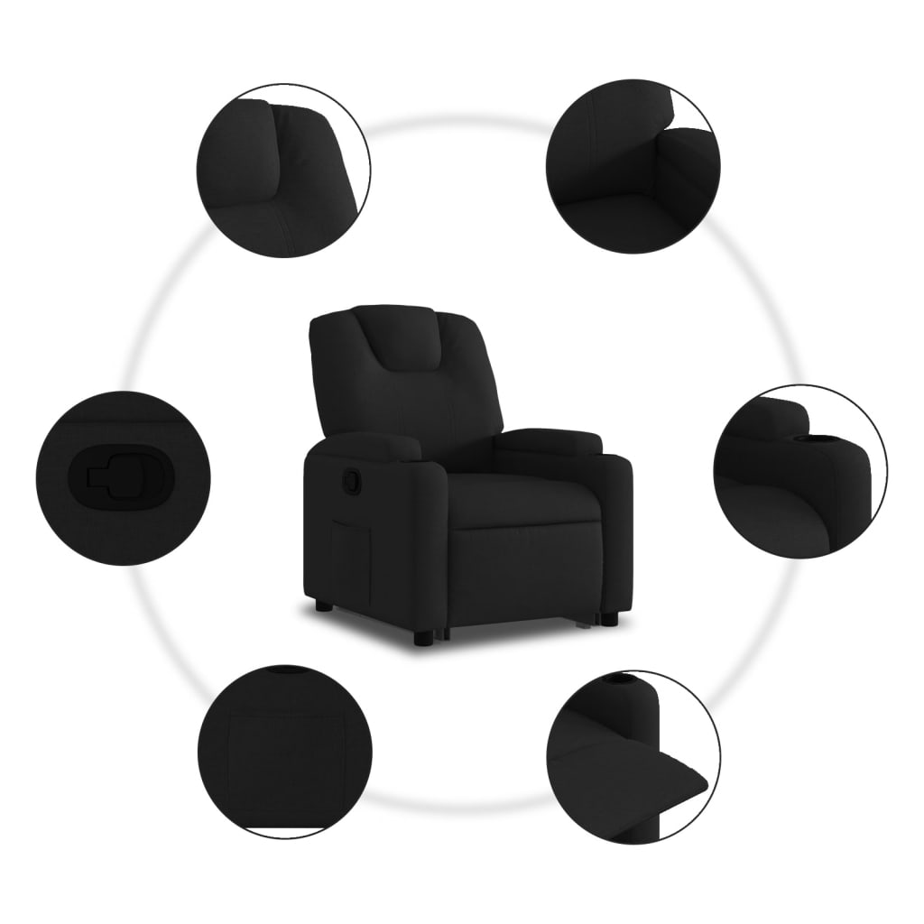 Fauteuil inclinable avec aide à la verticalisation en tissu noir