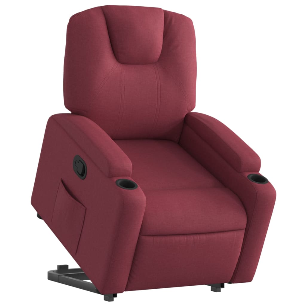 Fauteuil relax avec aide à la verticalisation en tissu rouge vin