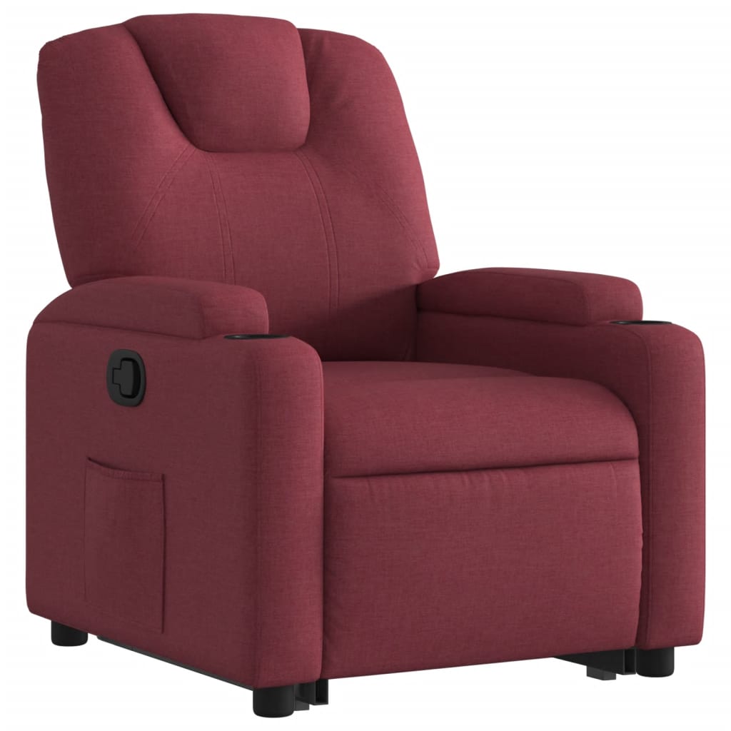 Fauteuil relax avec aide à la verticalisation en tissu rouge vin