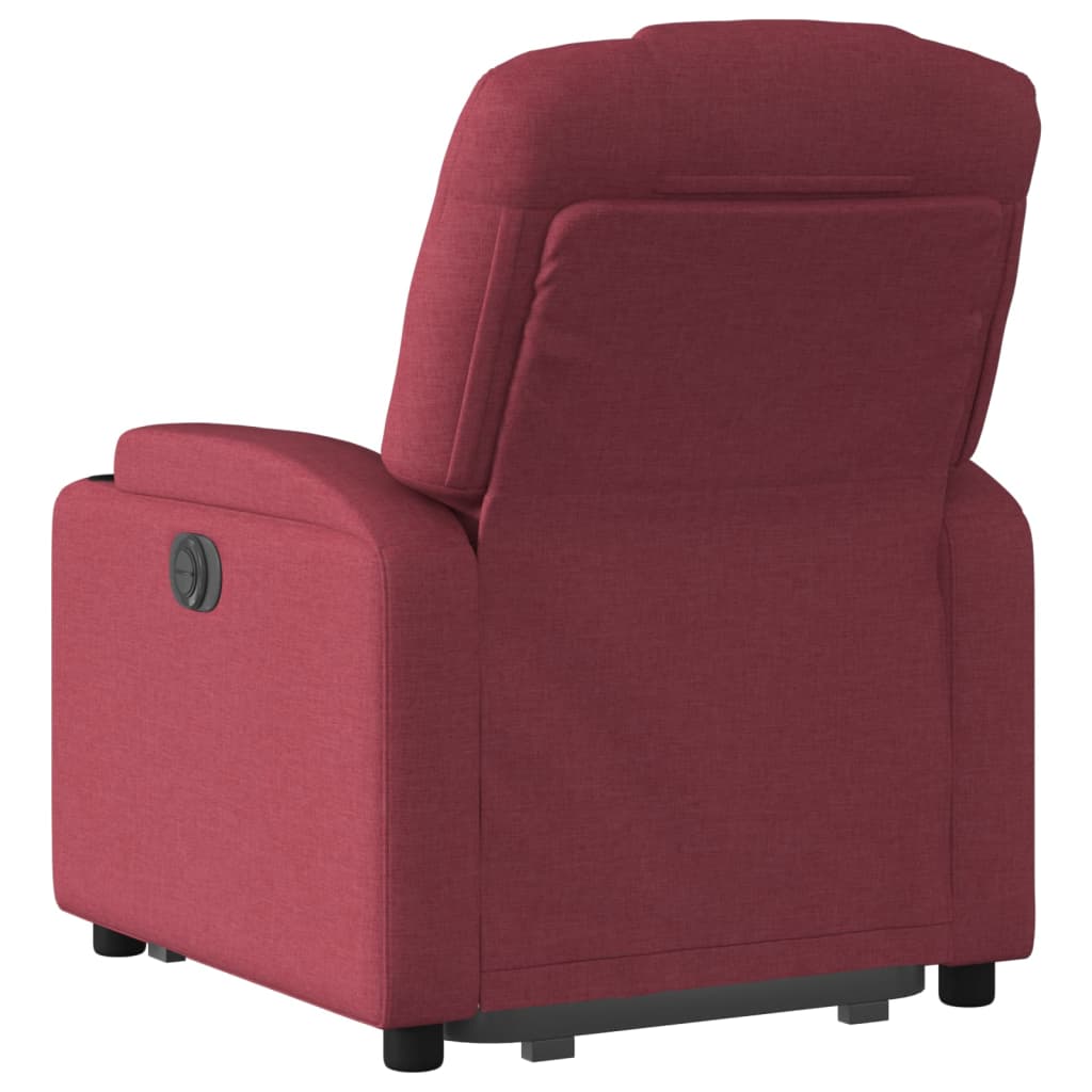 Fauteuil relax avec aide à la verticalisation en tissu rouge vin
