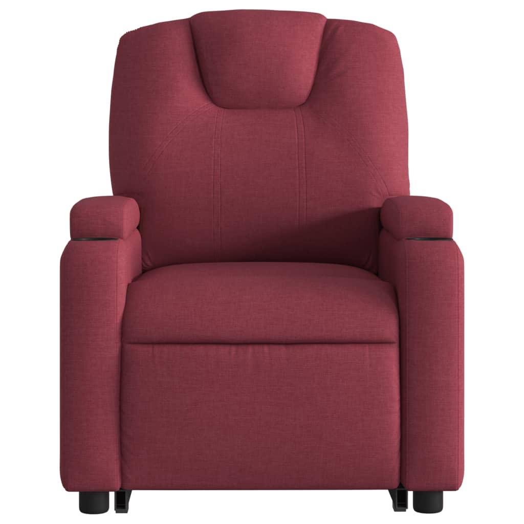 Fauteuil relax avec aide à la verticalisation en tissu rouge vin