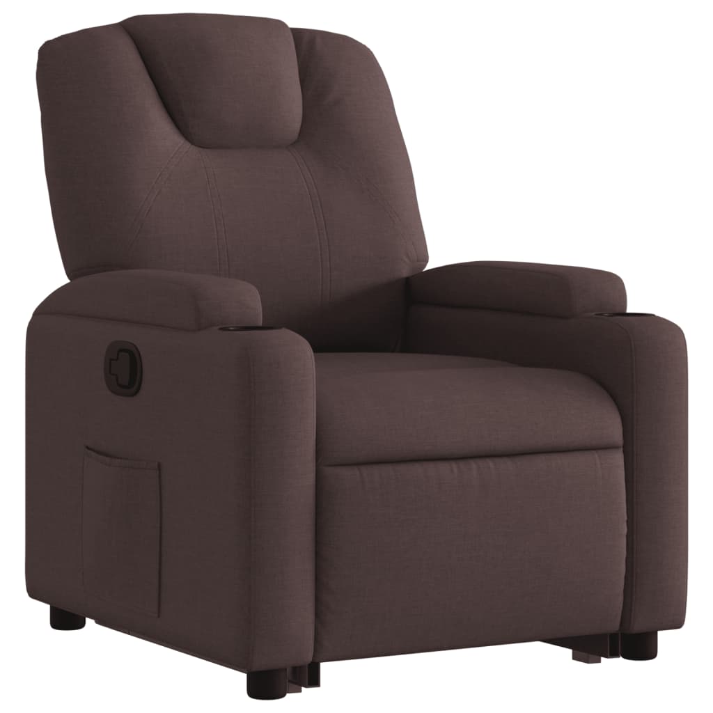 Fauteuil relax avec aide à la verticalisation en tissu marron foncé