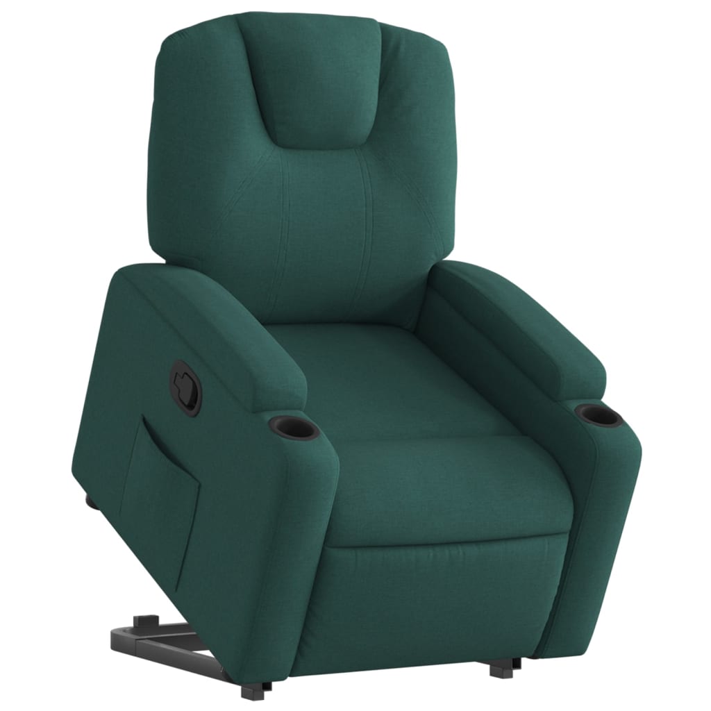 Fauteuil relax avec aide à la verticalisation en tissu vert foncé