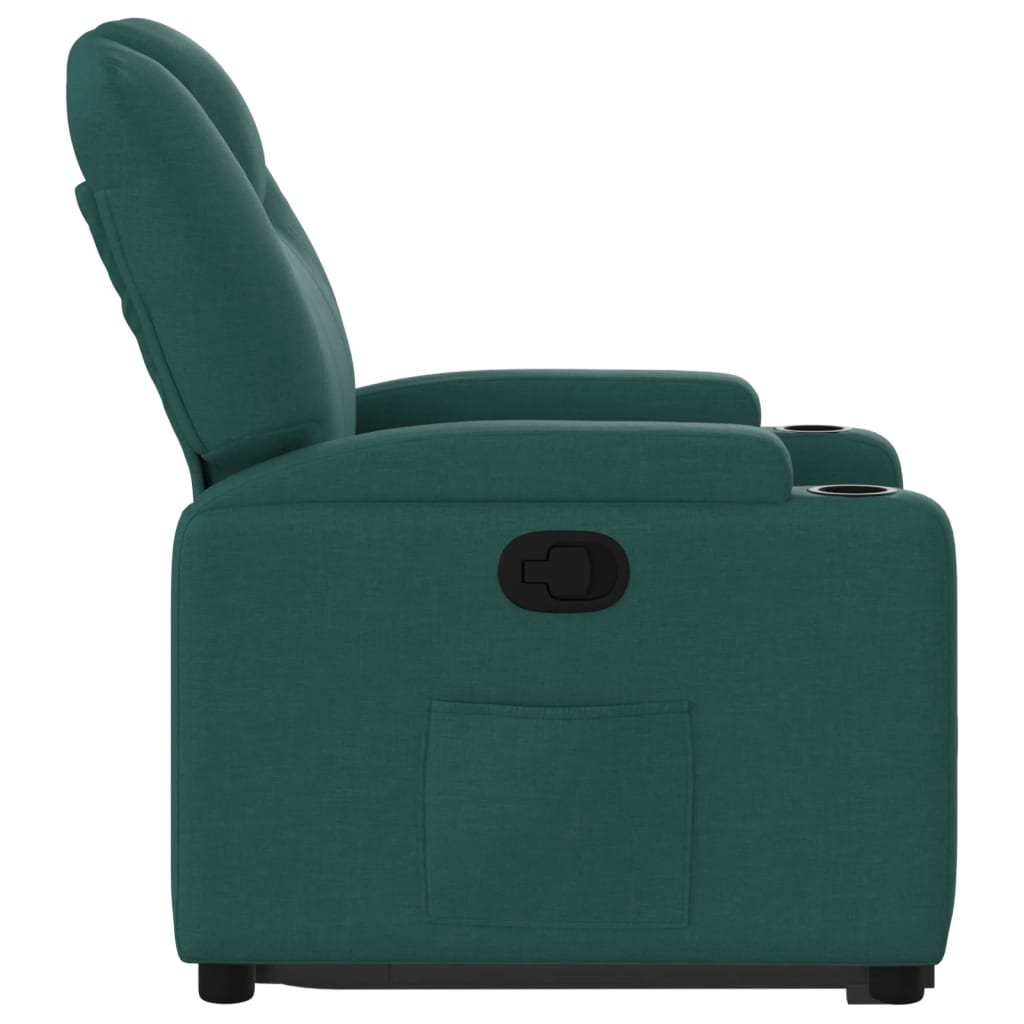 Fauteuil relax avec aide à la verticalisation en tissu vert foncé