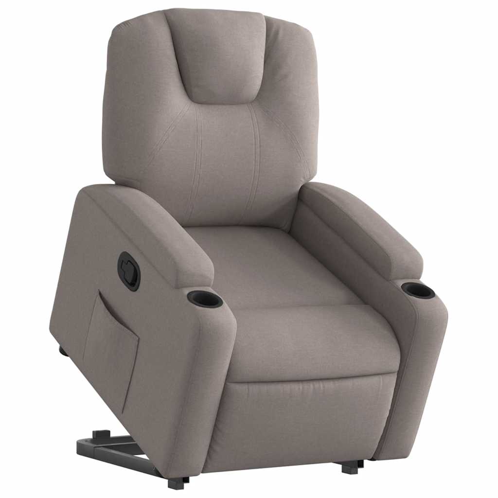 Fauteuil relax avec aide à la verticalisation en tissu taupe