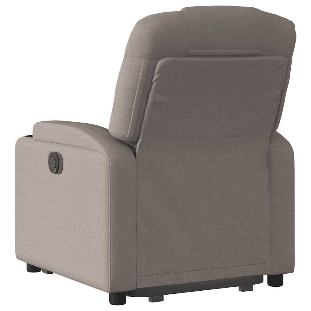 Fauteuil relax avec aide à la verticalisation en tissu taupe