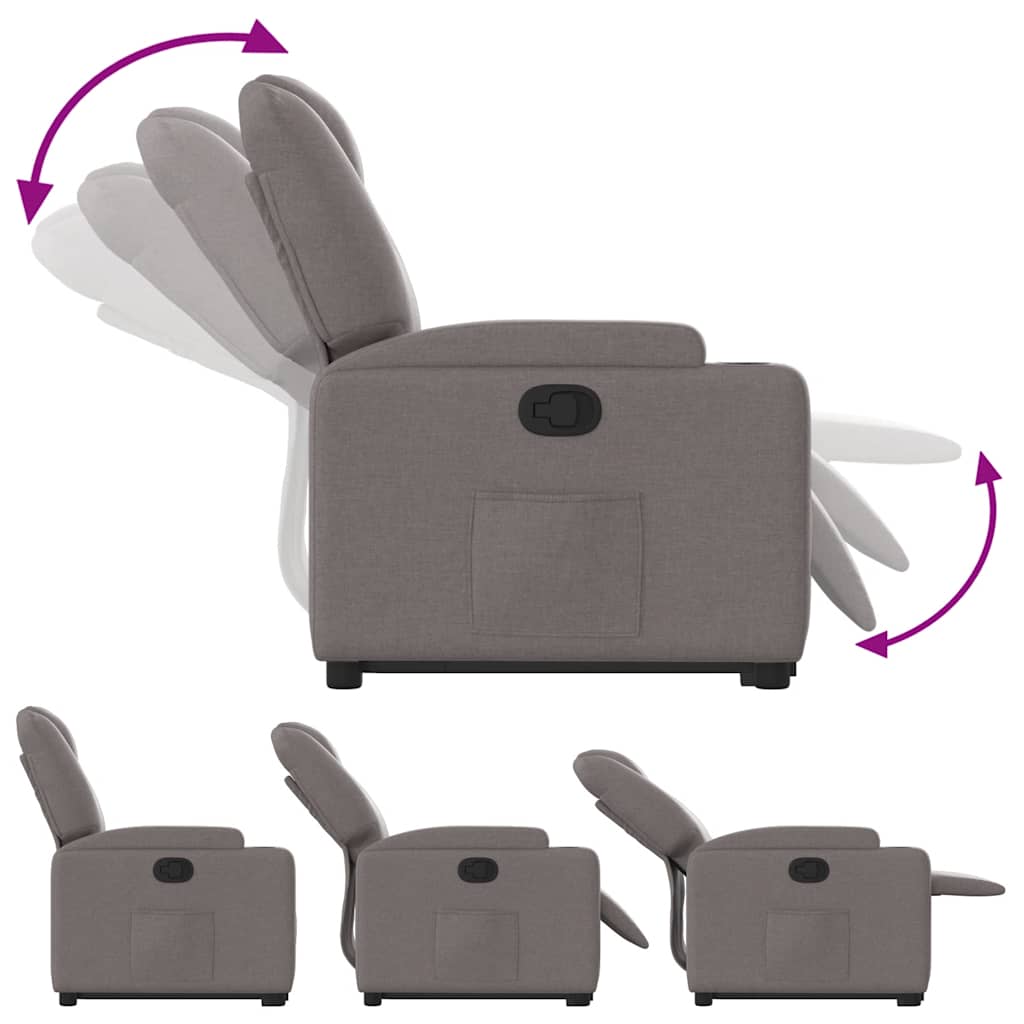 Fauteuil relax avec aide à la verticalisation en tissu taupe