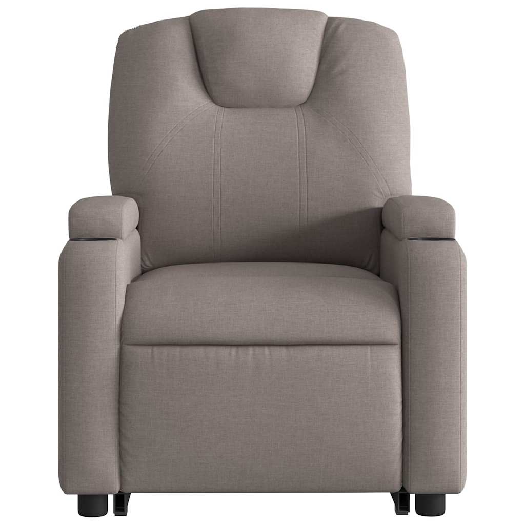 Fauteuil relax avec aide à la verticalisation en tissu taupe
