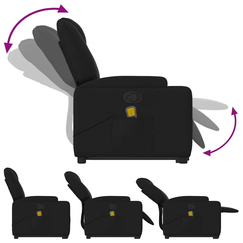 Fauteuil de massage avec aide au verticalisation en tissu noir