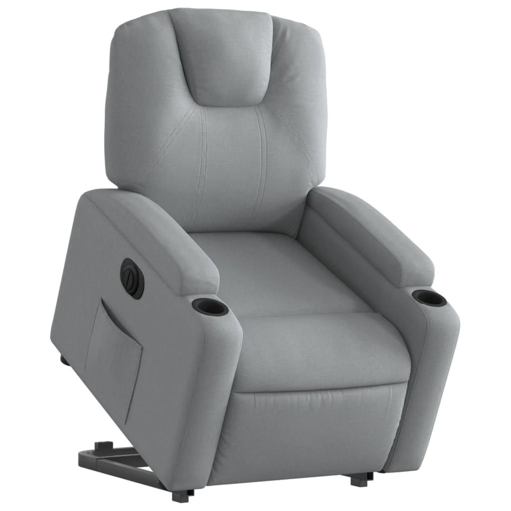 Fauteuil relax avec releveur électrique en tissu gris clair