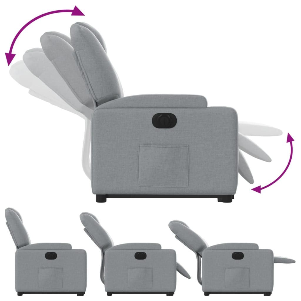 Fauteuil relax avec releveur électrique en tissu gris clair