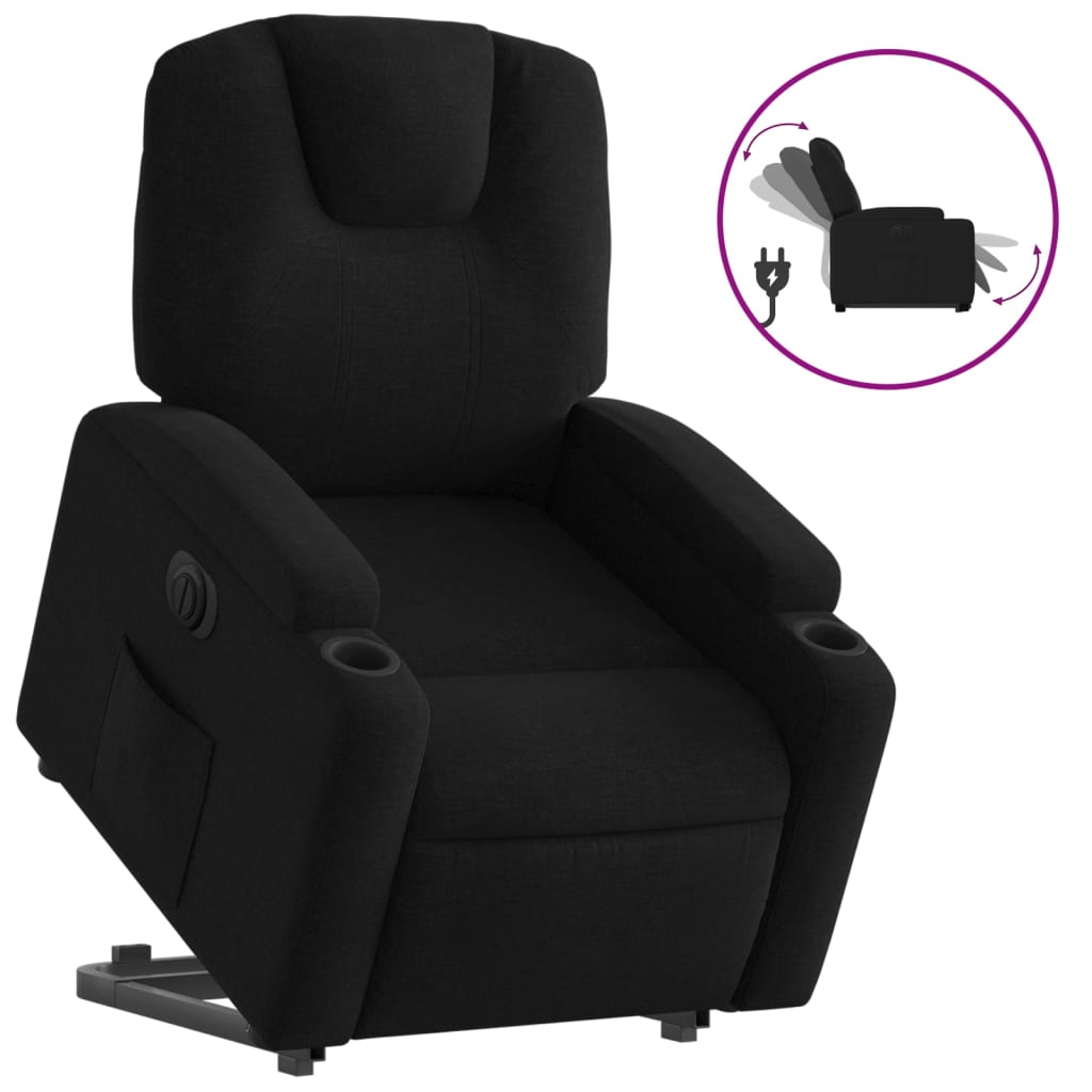 Fauteuil inclinable avec releveur électrique, tissu noir