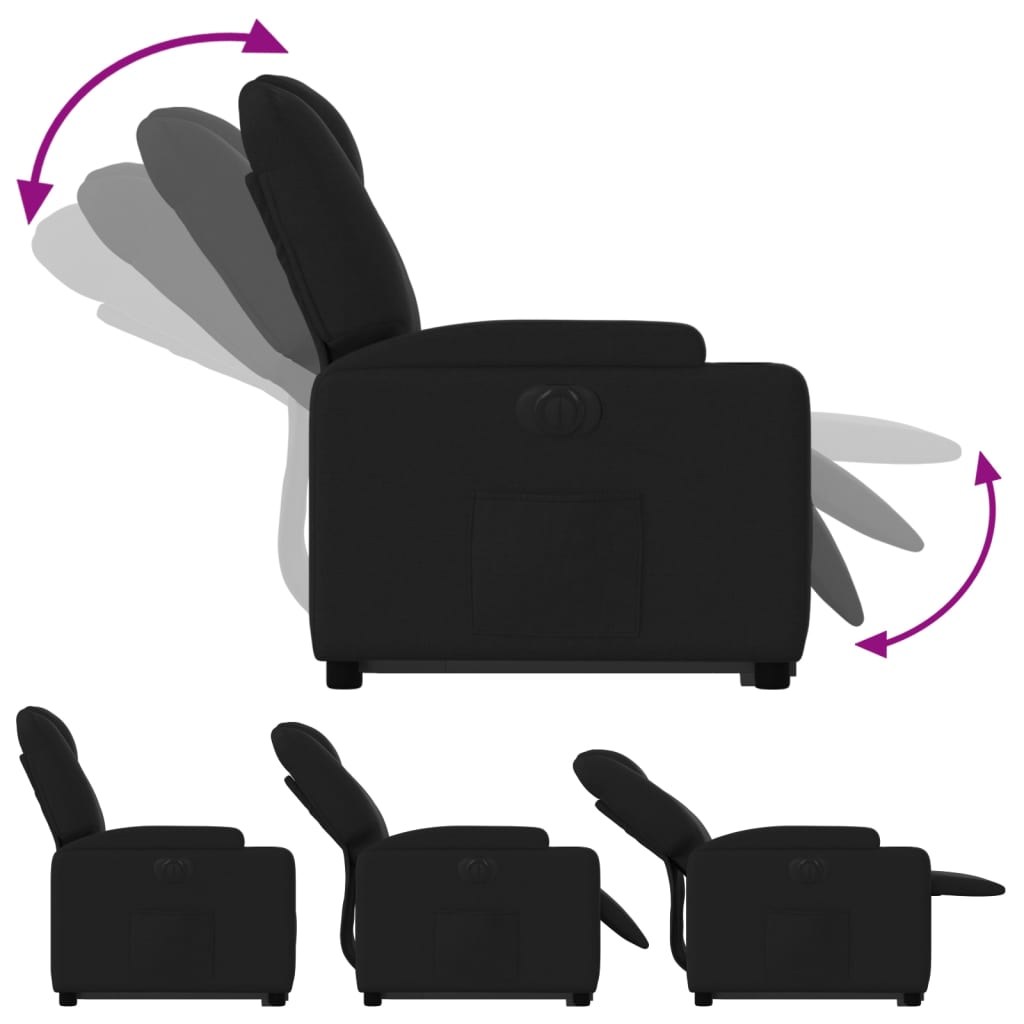 Fauteuil inclinable avec releveur électrique, tissu noir
