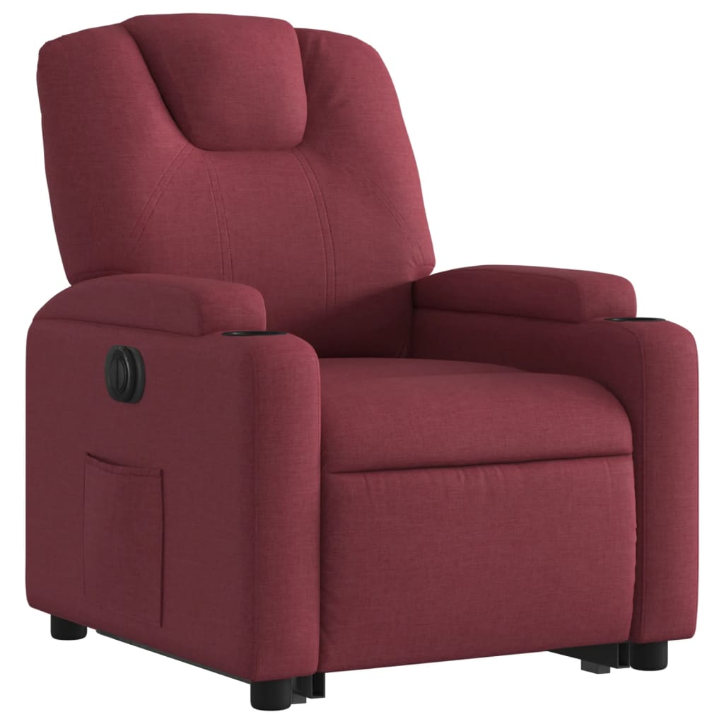 Fauteuil relax avec releveur électrique en tissu rouge vin