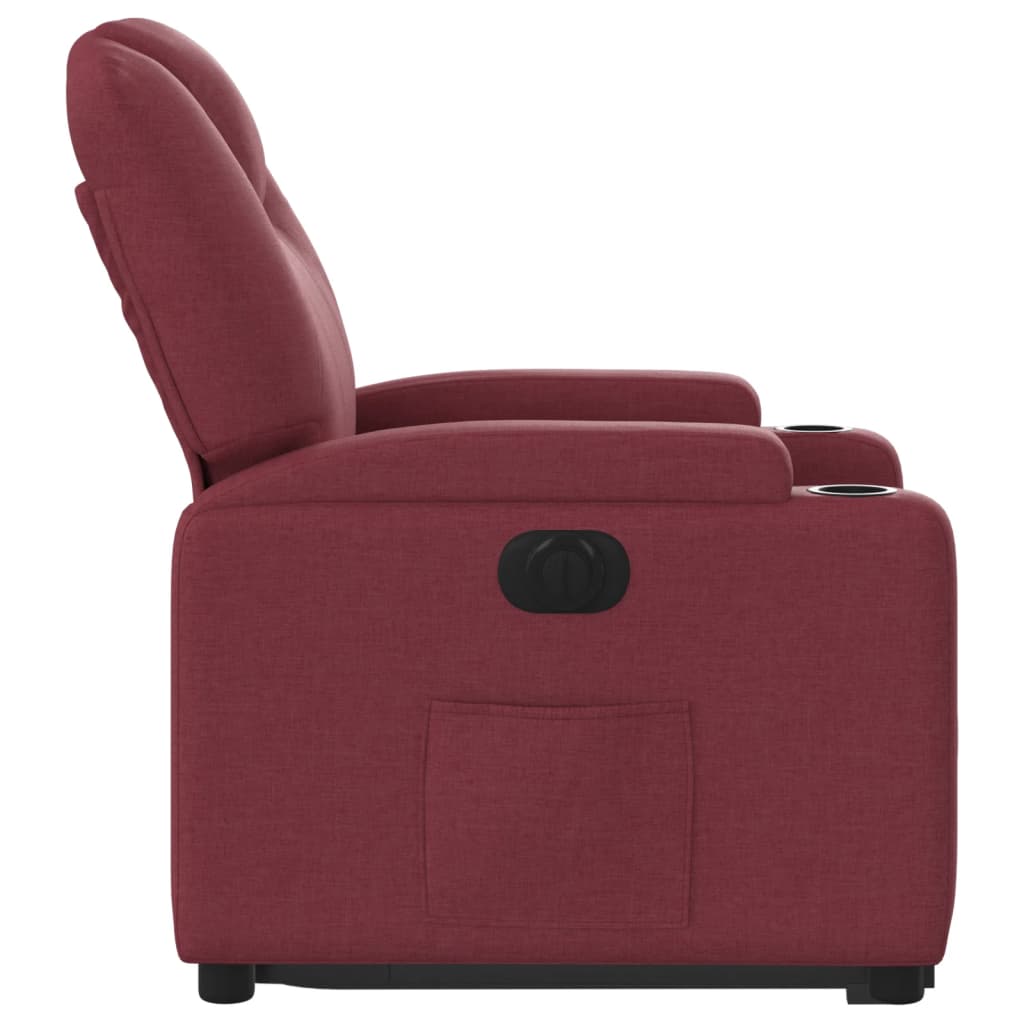 Fauteuil relax avec releveur électrique en tissu rouge vin