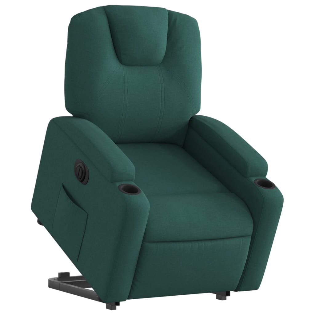 Fauteuil relax avec releveur électrique en tissu vert foncé