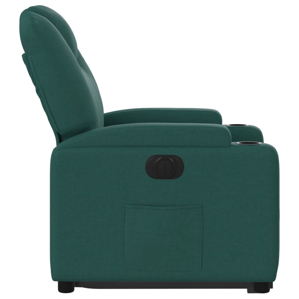 Fauteuil relax avec releveur électrique en tissu vert foncé