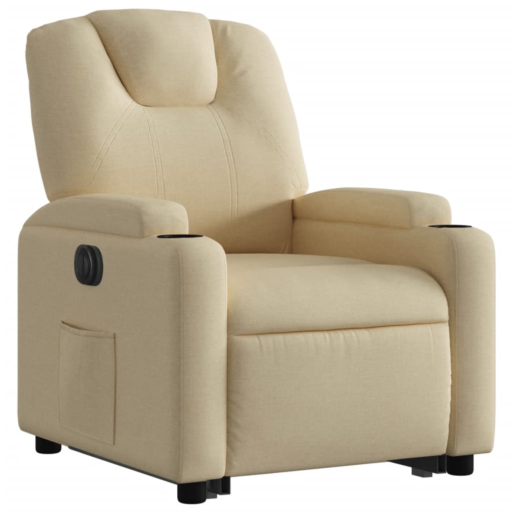 Fauteuil relax avec releveur électrique en tissu crème
