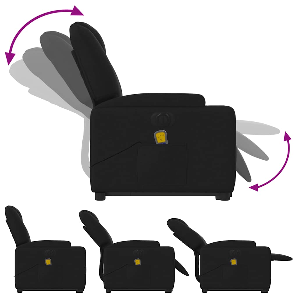 Fauteuil de massage électrique avec aide au verticalisation, tissu noir