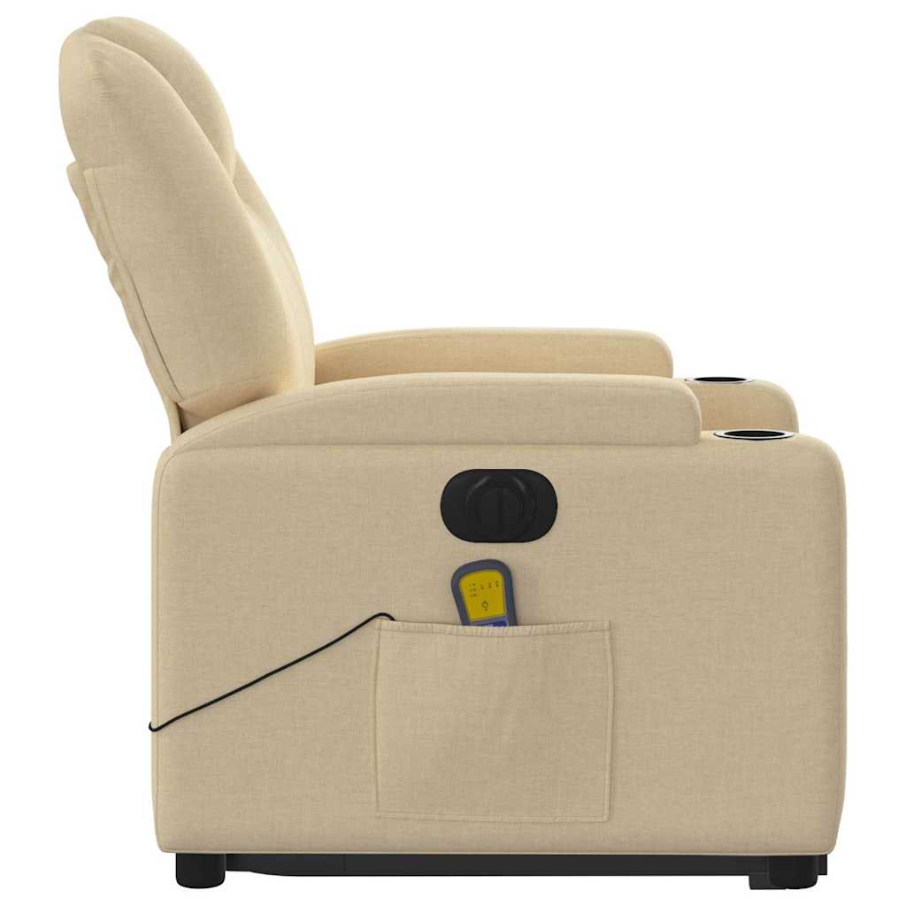 Fauteuil de massage électrique avec aide au verticalisation en tissu crème