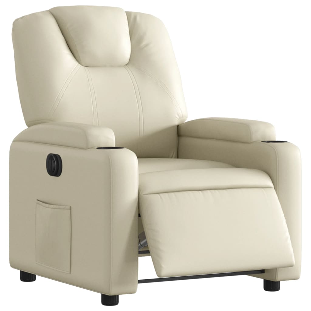 Fauteuil inclinable électrique en similicuir crème