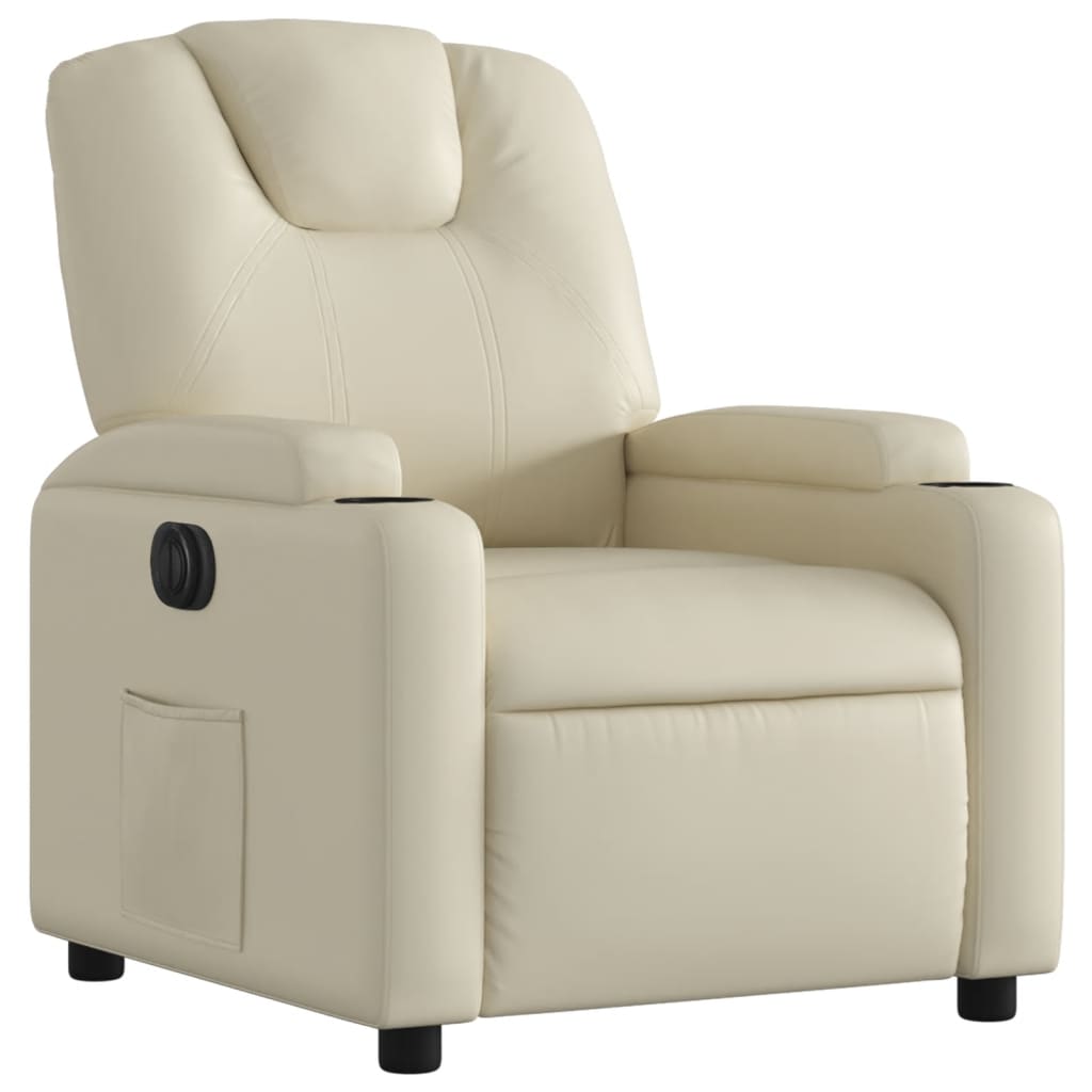 Fauteuil inclinable électrique en similicuir crème