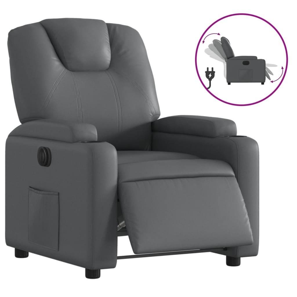 Fauteuil inclinable électrique en similicuir gris