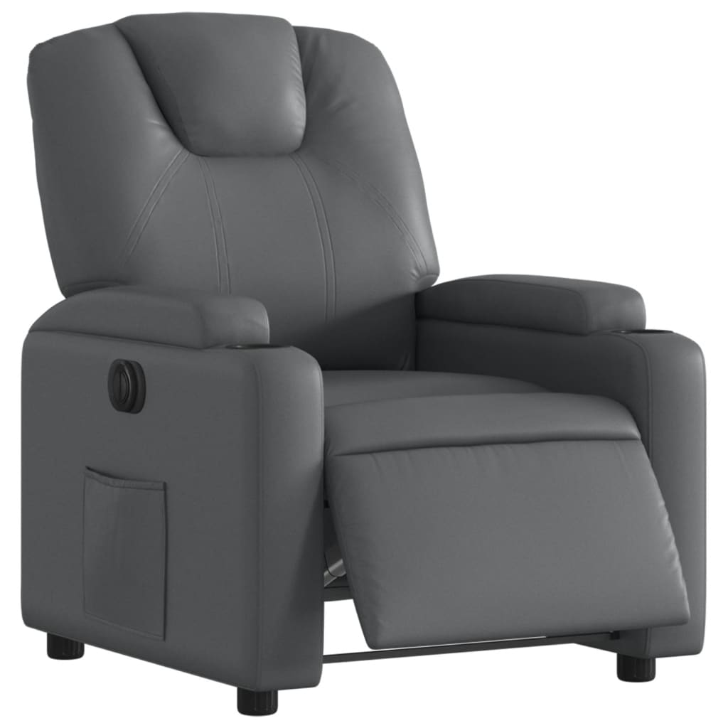 Fauteuil inclinable électrique en similicuir gris