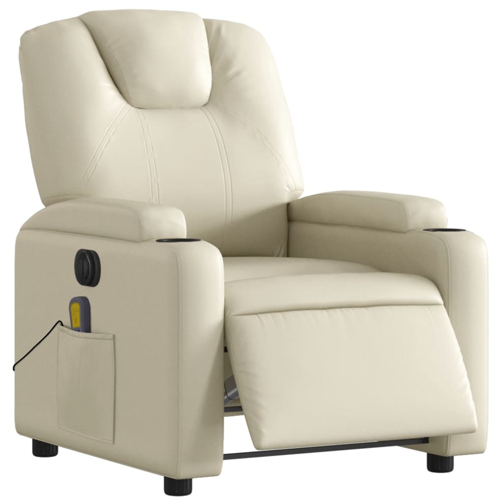 Fauteuil de massage électrique en similicuir crème