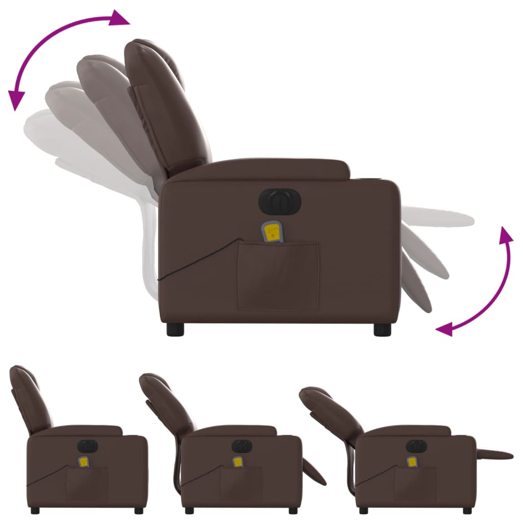 Fauteuil de massage électrique en simili cuir marron