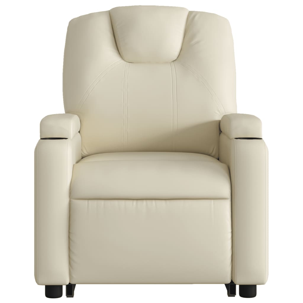Fauteuil relax avec aide à la verticalisation en cuir synthétique crème